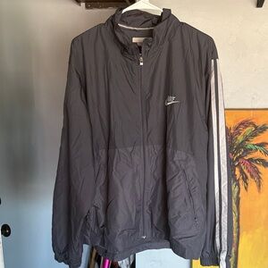 Nike Men's Gray Windbreaker with White Stripes